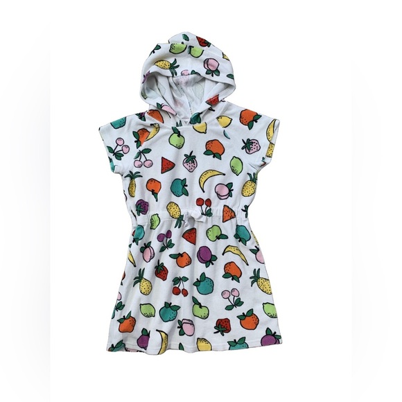 Hanna Andersson Size 130, 8, Fruit Print Toweling Hoodie Swim Cover Up - Picture 1 of 7